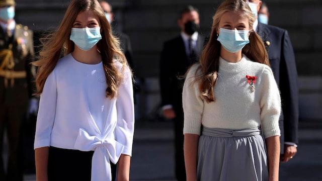 Queen Letizia's daughters make first public appearance at Spain's National Day following their quarantine