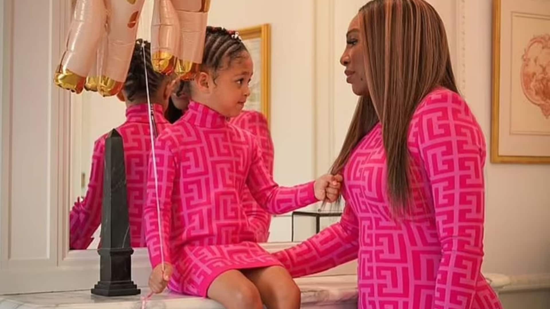 Serena Williams and daughter Olympia wear matching Balmain dresses