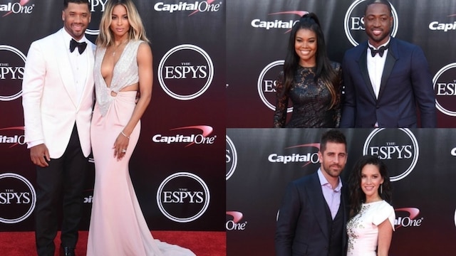 The world of entertainment and sports collided at Microsoft Center in L.A. for the 2016 ESPYs. Ciara and Seattle Seahawks quarterback Russell Wilson made their red carpet debut as a married couple, where the singer showed off her massive ring. Inside, Carmelo Anthony, Chris Paul and Dwyane Wade kicked off the night of inspiration with a call to action to their fellow athletes, moving them to help initiate change in the face of recent police involved shootings and retaliatory violence in America. Here is all look at the stars who took the red carpet during sports' biggest night.
<br>
Photo: Getty Images