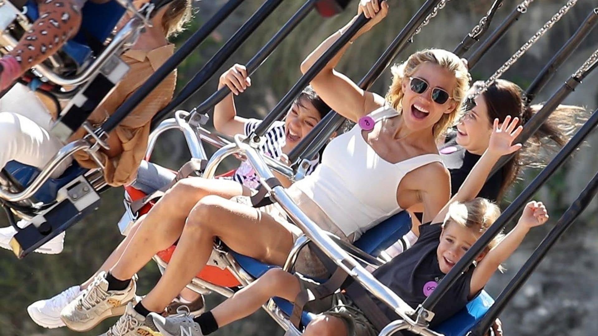 Elsa Pataky enjoys a day with her kids at Luna Park in Sydney, Australia