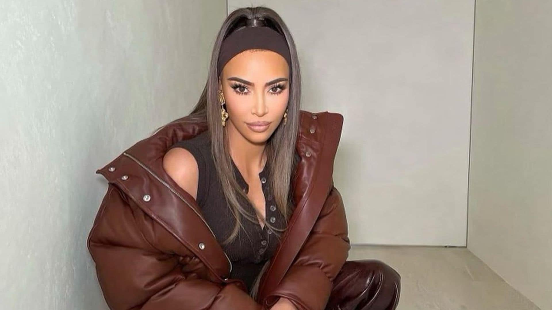 Kim Kardashian Instagram Post Brown 90s outfit