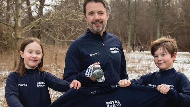 Crown Princess Mary's twins go for a run in the snow with dad