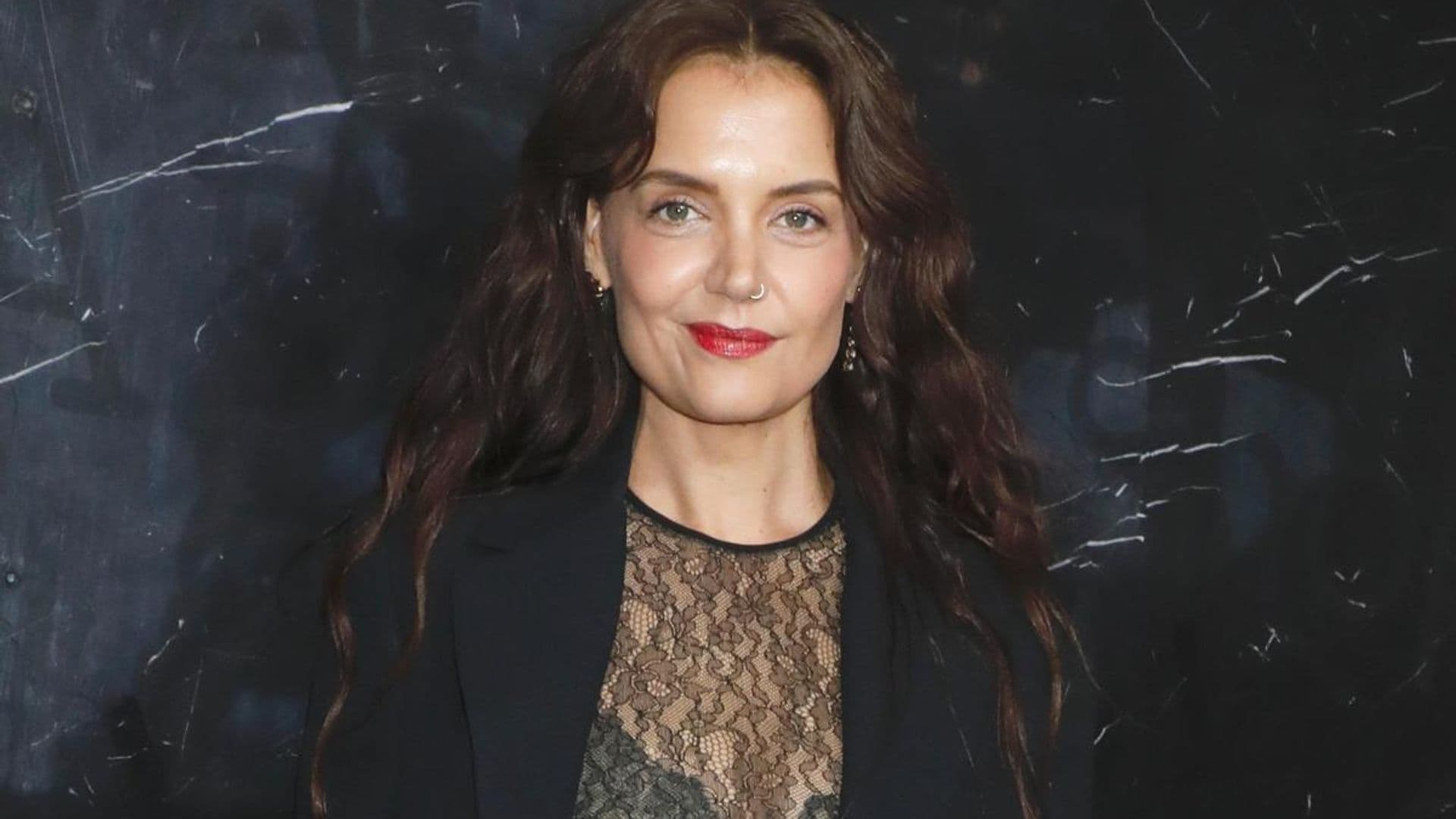 Katie Holmes steps out in sheer dress and lingerie set for New York Fashion Week