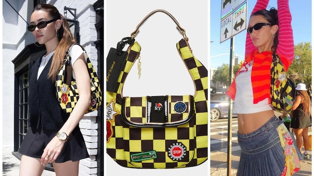 Bella Hadid Wears Betsey Johnson Taxi Handbag