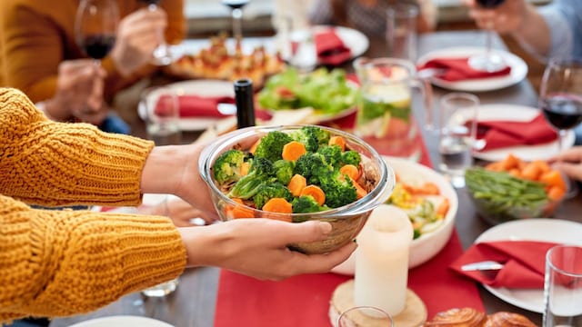 healthy Christmas plate being passed around