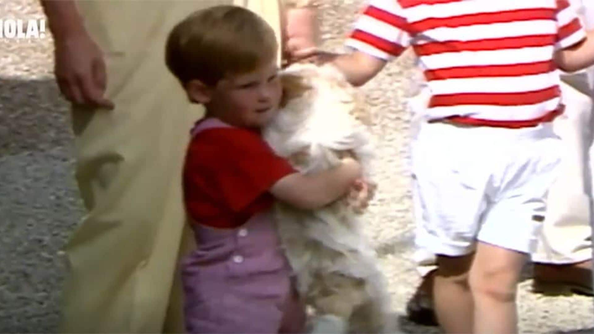 Prince Harry playing with a puppy as a toddler is just the cutest - watch video