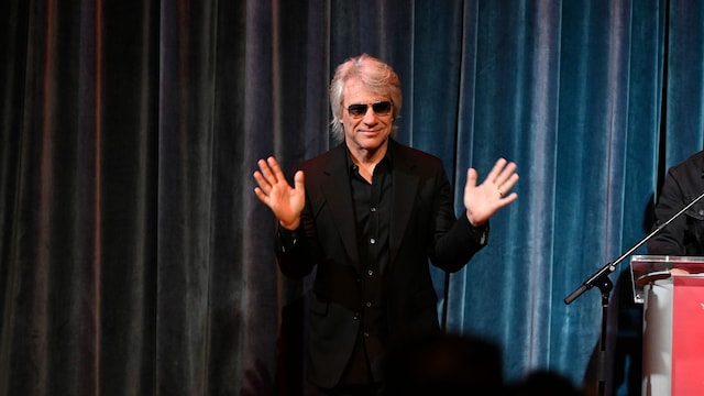 Jon Bon Jovi arrives for a Q&A during the "Bon Jovi Forever" exhibit opening at the Rock and Roll Hall of Fame and Museum on June 08, 2024 in Cleveland, Ohio. (Photo by Duane Prokop/Getty Images)