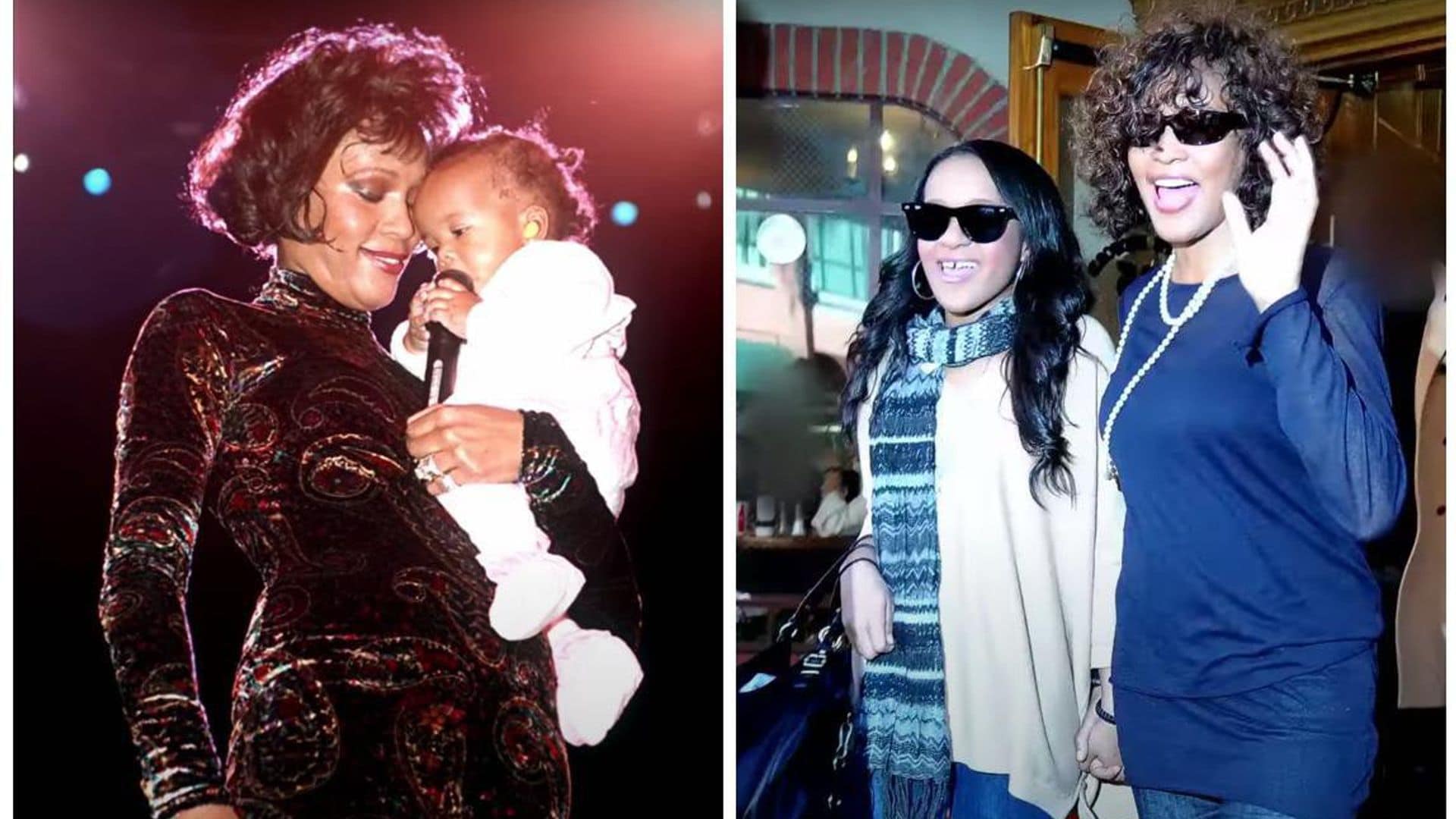 Whitney Houston and Bobbi Kristina as a baby and an adult