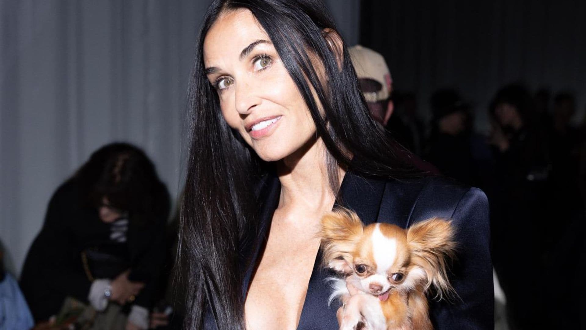 Demi Moore wears sheer ensemble and suffers wardrobe malfunction at Paris Fashion Week