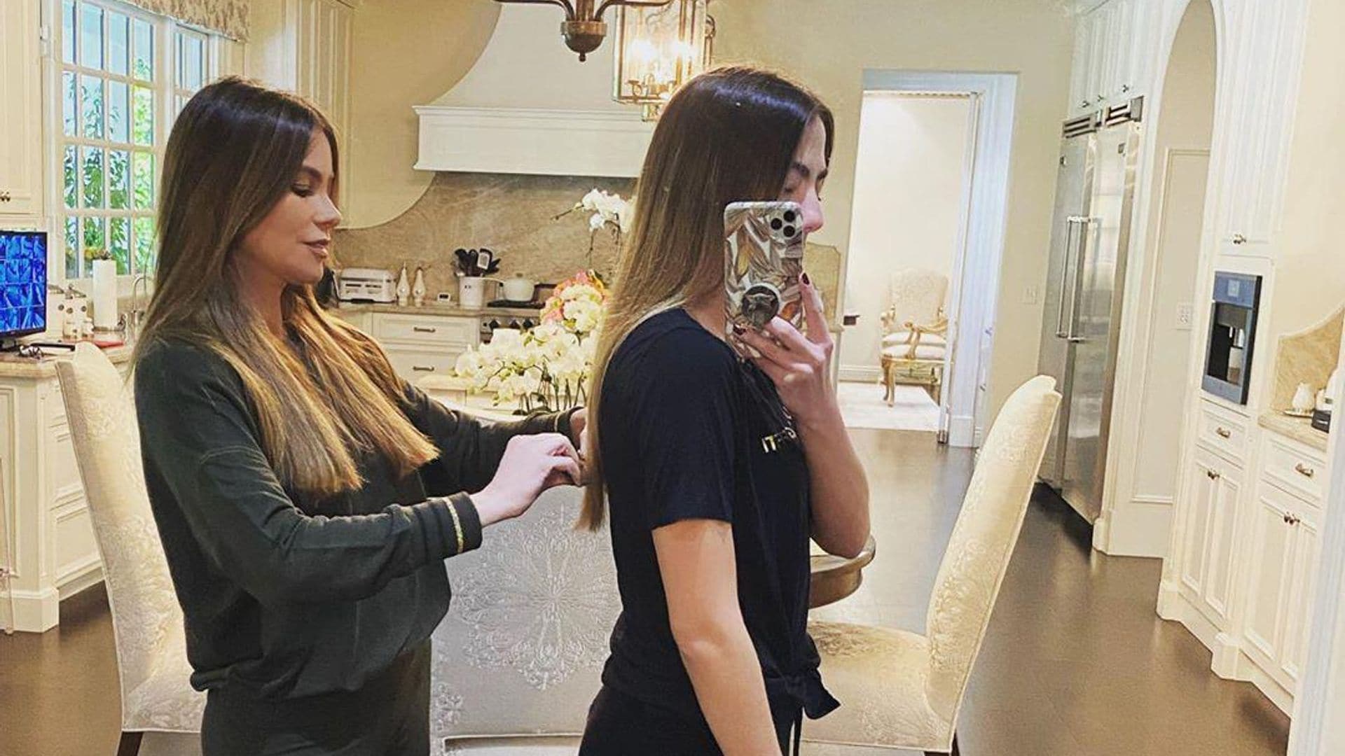 Sofia Vergara turns hairdresser for her desperate niece Claudia - see the results