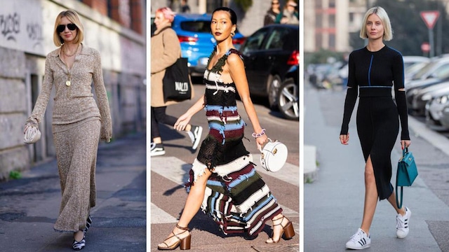 Knit dresses in street style