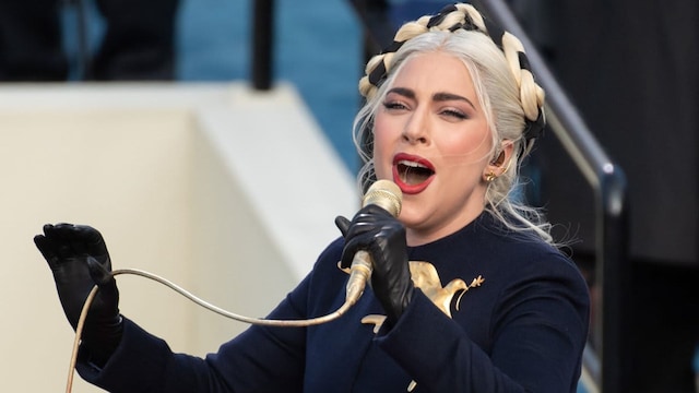 Lady Gaga sings the US National Anthem during the 59th Presidential Inauguration on January 20, 2021, at the US Capitol in Washington, DC.