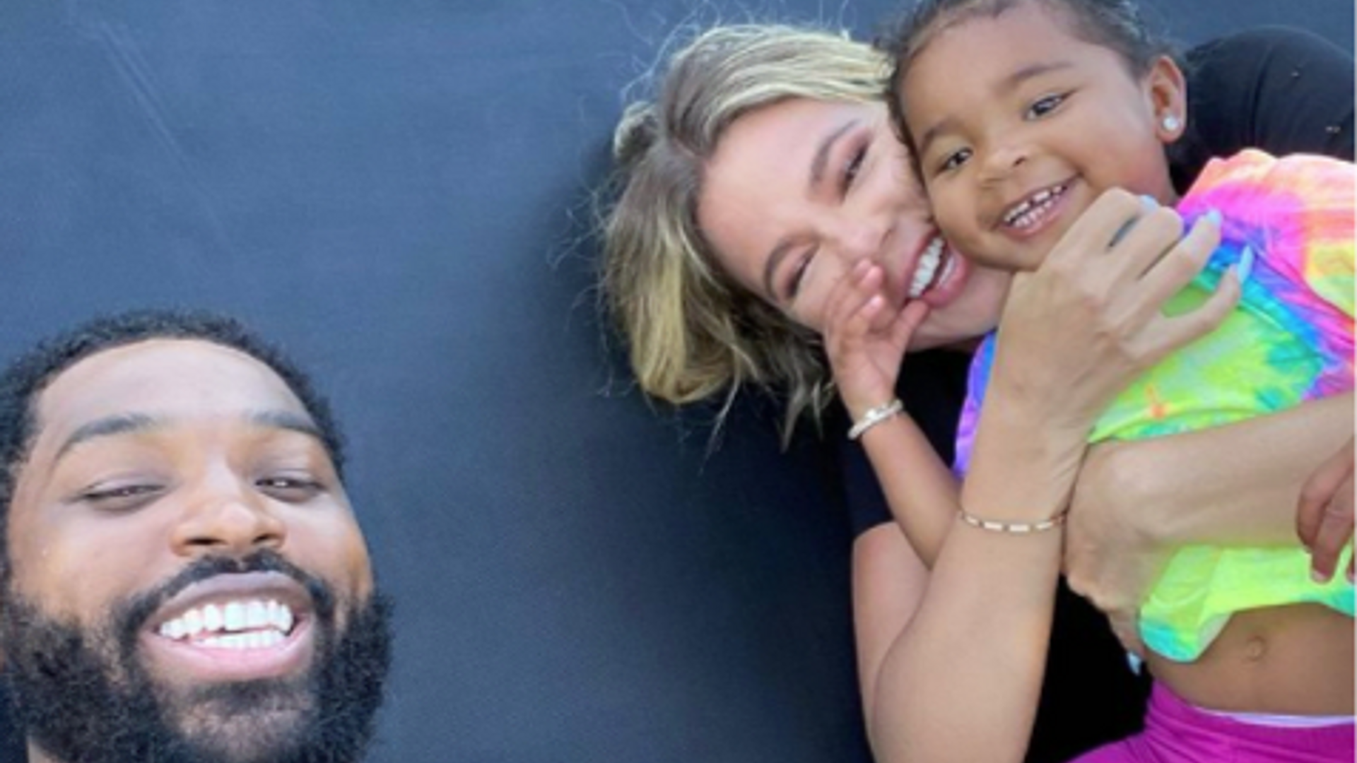 Tristan Thompson and Khloe Kardashian and their daughter, True.