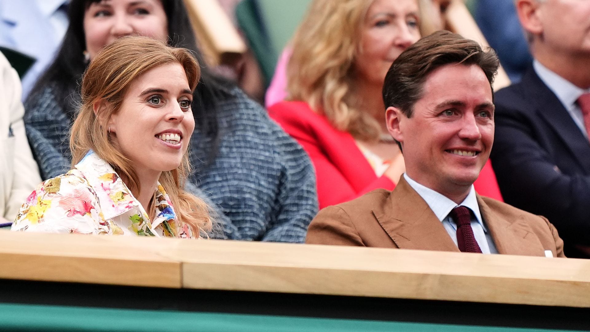 Princess Beatrice and Edoardo Mapelli Mozzi in the royal box on day nine of the 2024 Wimbledon Championships at the All England Lawn Tennis and Croquet Club, London. Picture date: Tuesday July 9, 2024. (Photo by Zac Goodwin/PA Images via Getty Images)