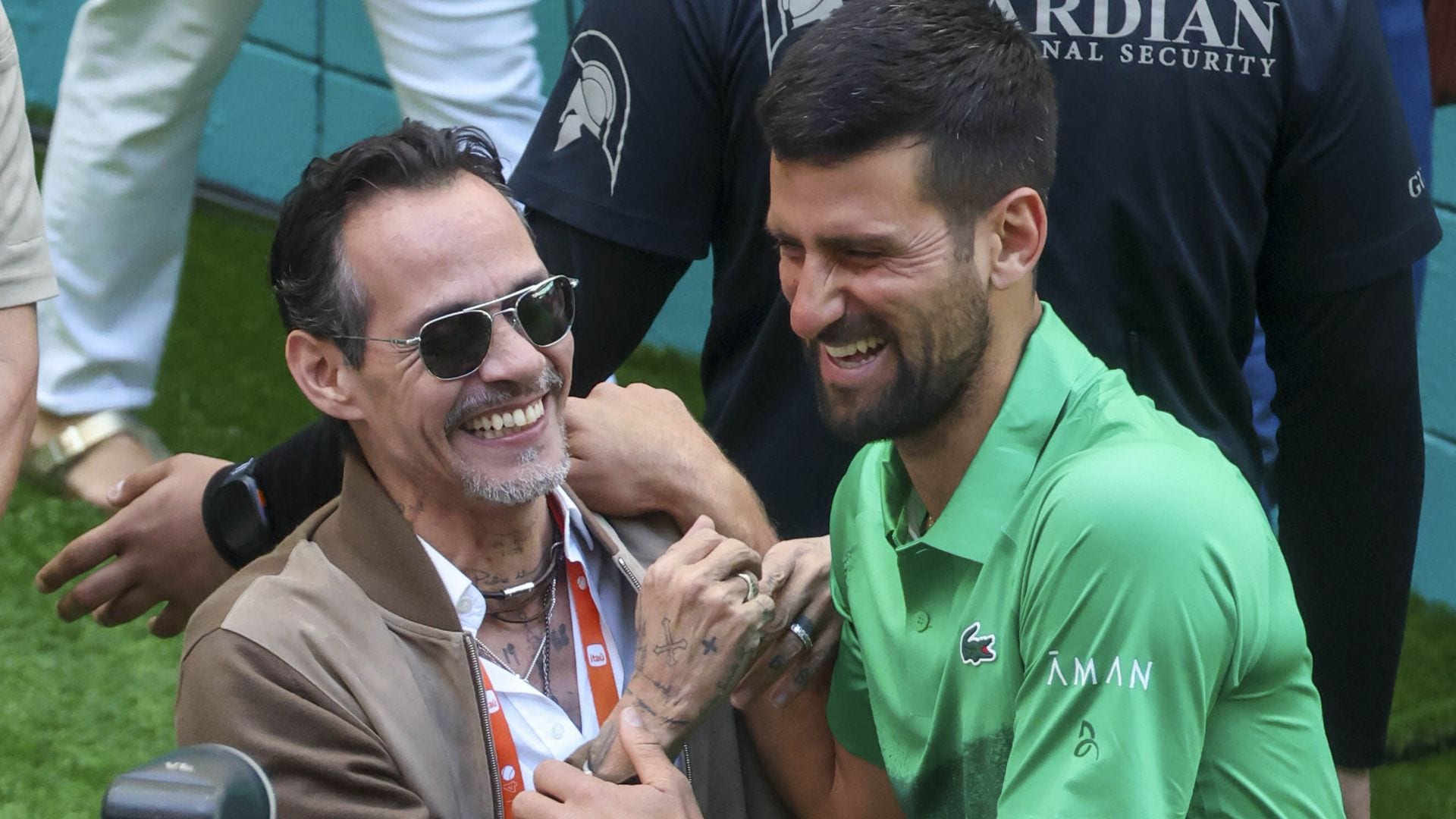 Marc Anthony and Novak Djokovic are each other's biggest fans after meeting at the Miami Open