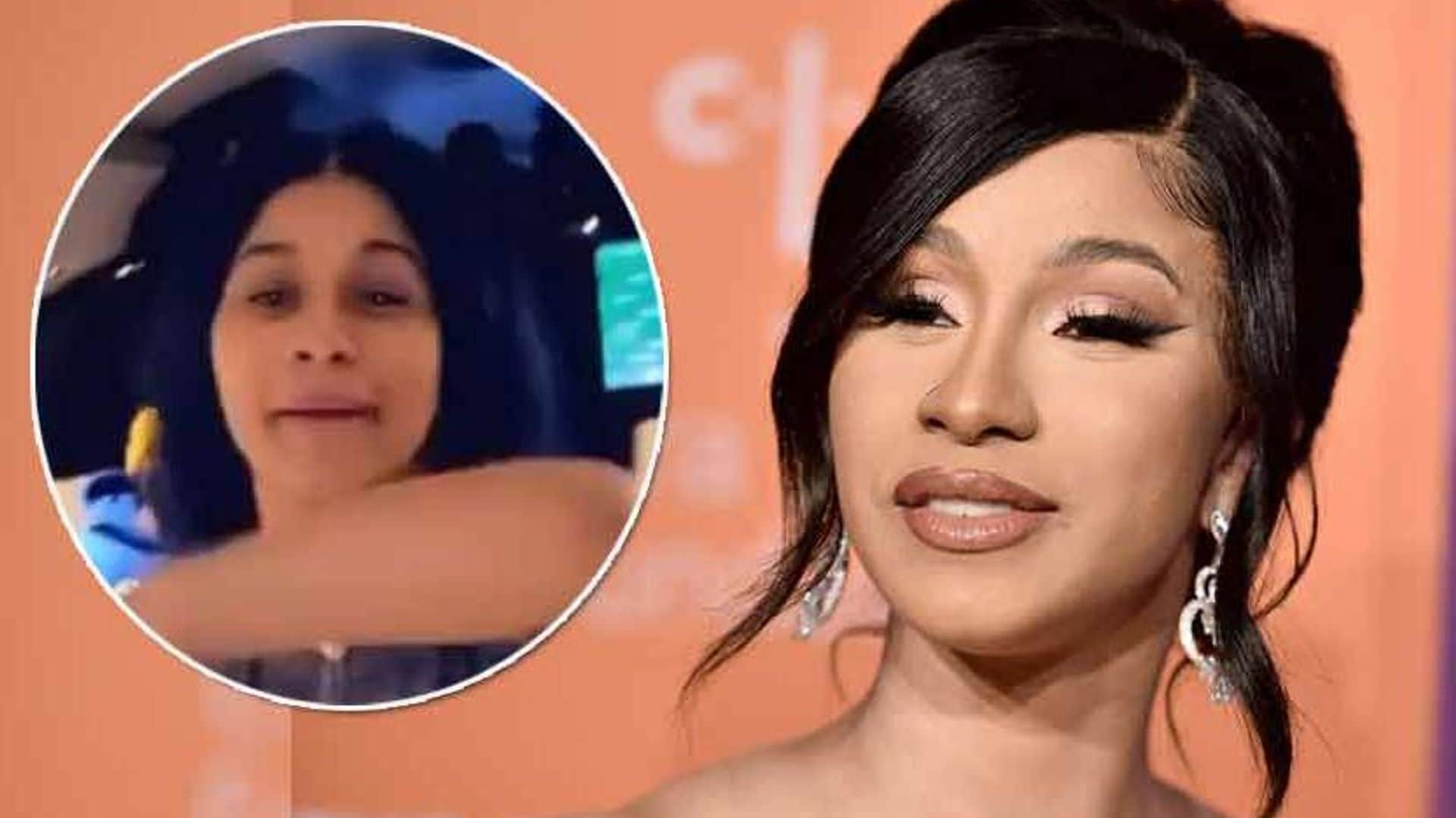 Cardi B goes makeup free as she shakes her booty during impromptu dance on private jet