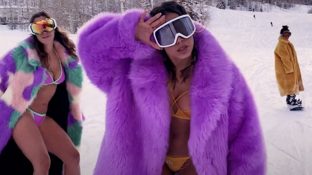 Anitta skiing in a bikini in Aspen, Colorado.