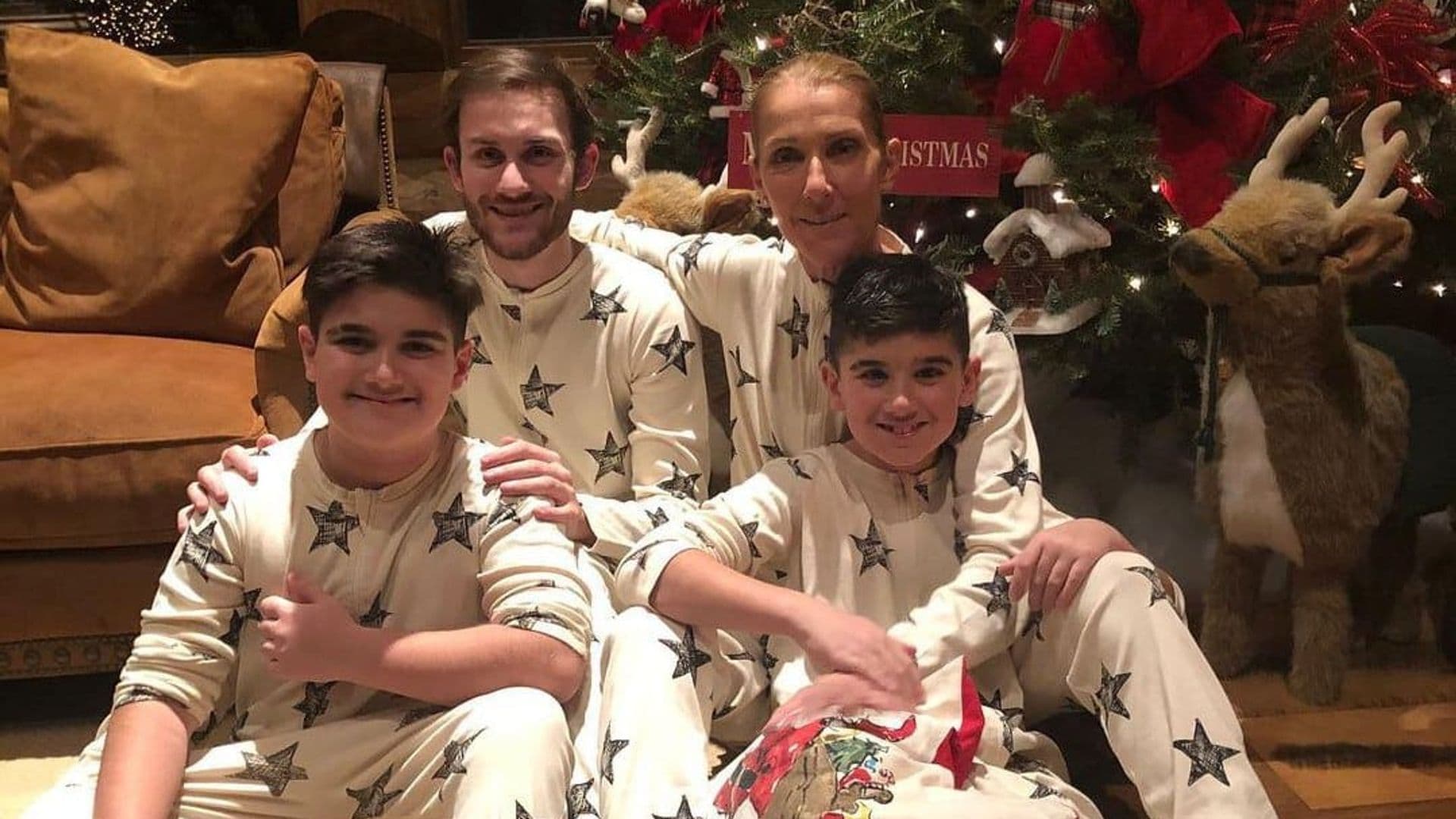 Celine Dion posts a family photo in matching Christmas pajamas