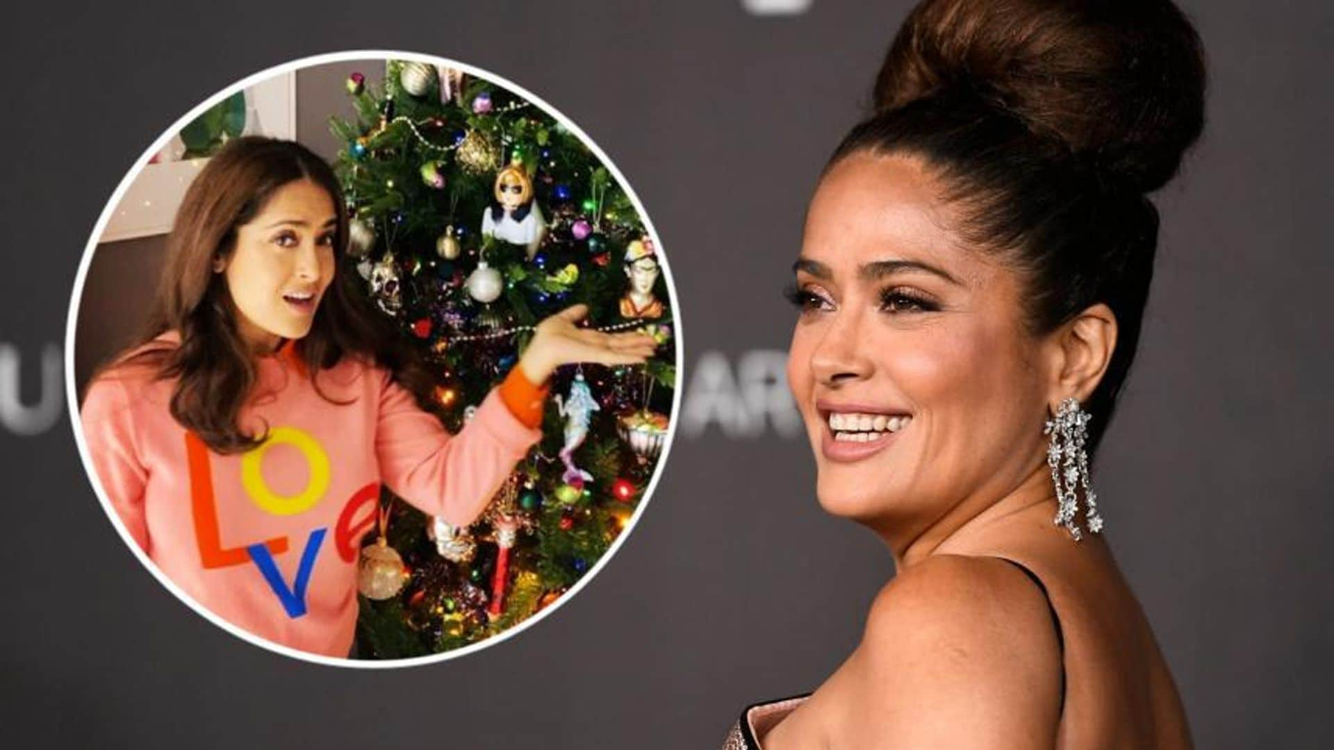 salma hayek christmas tree