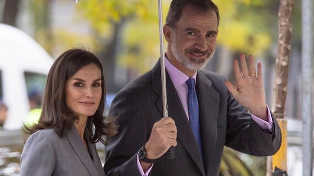 Queen Letizia and King Felipe share rare PDA moment in Madrid