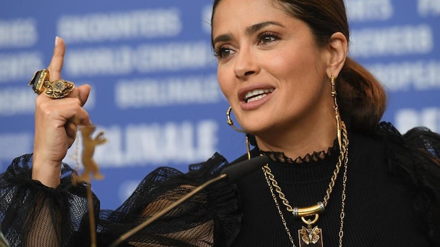 Salma Hayek during press conference in Berlin