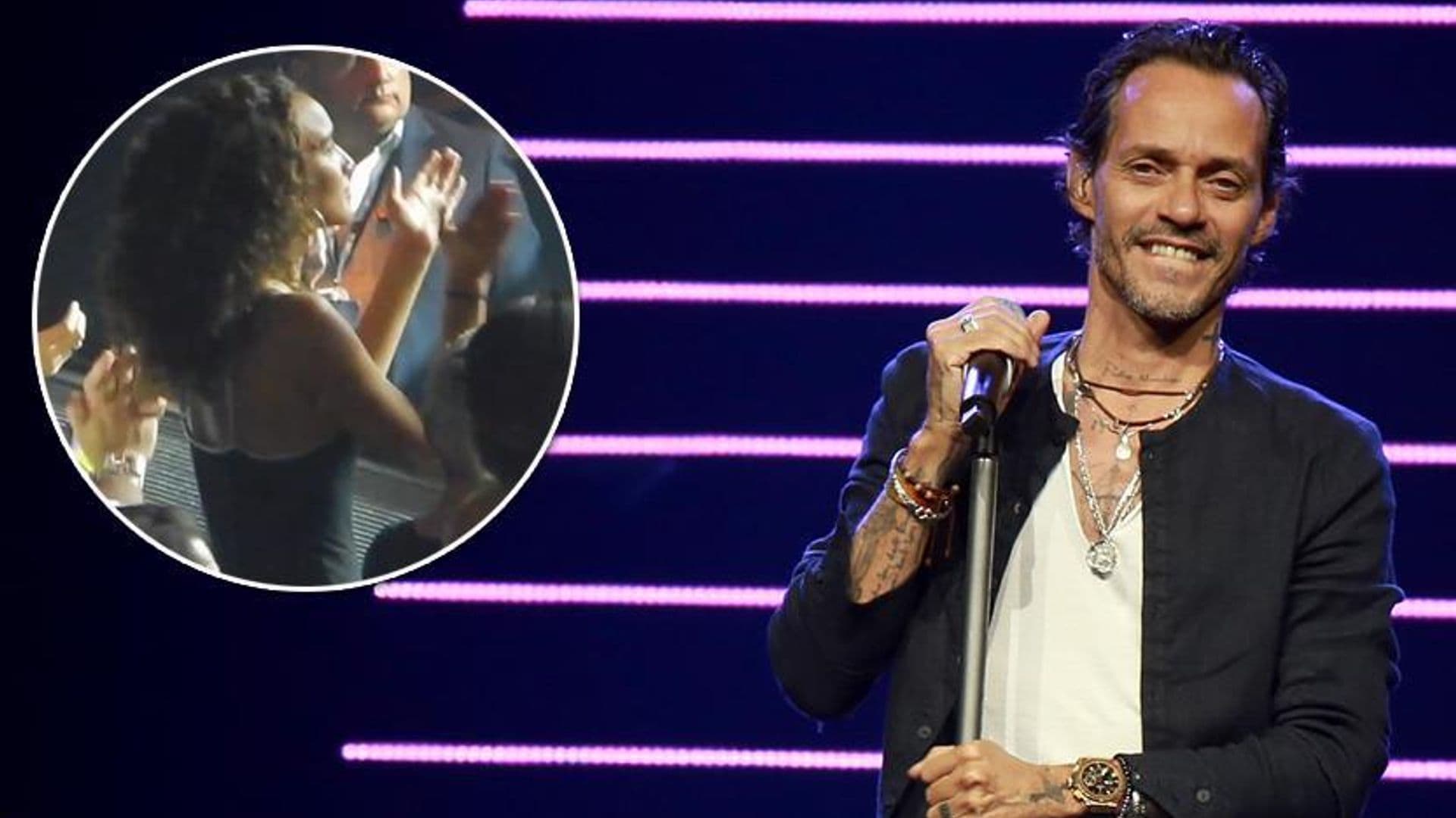 Marc Anthony's model girlfriend Jessica Lynne sings along and dances in front row at his Puerto Rico concert