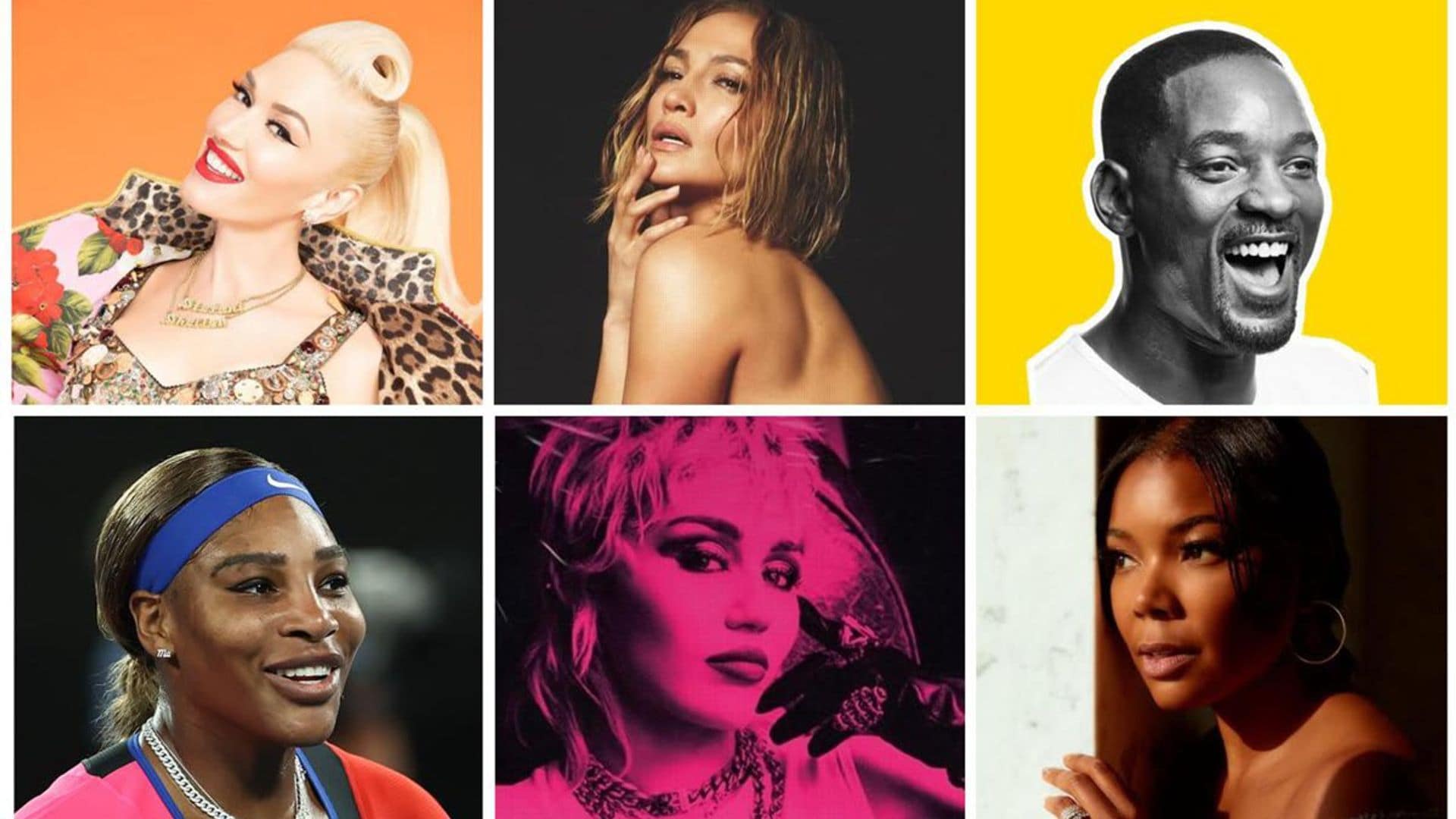 Gwen Stefani, JLO, Will Smith, Serena WIlliams, Miley Cyrus, Gabrielle Union
