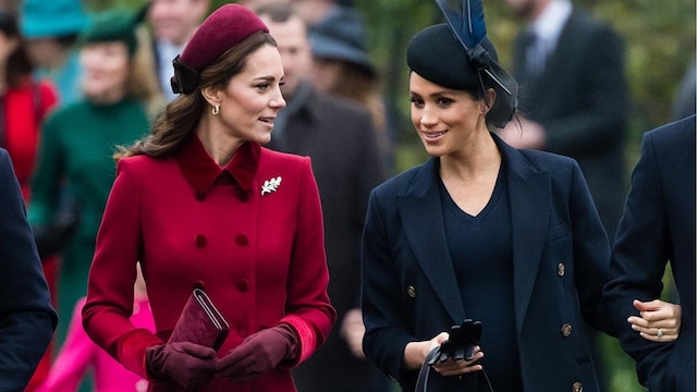 Meghan Markle and Kate Middleton talking