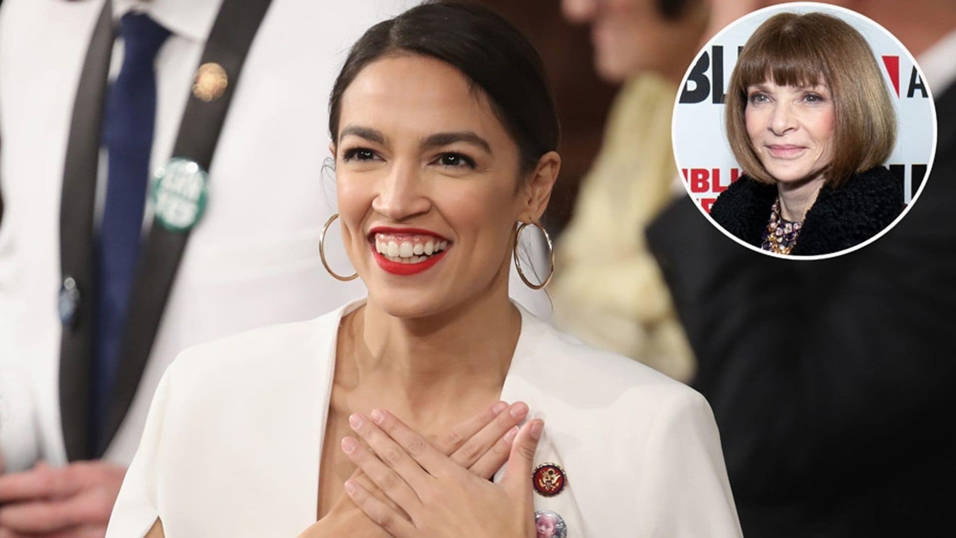 Anna Wintour gives her opinion of Alexandria Ocasio Cortez's 'red lipstick and hoop earrings'