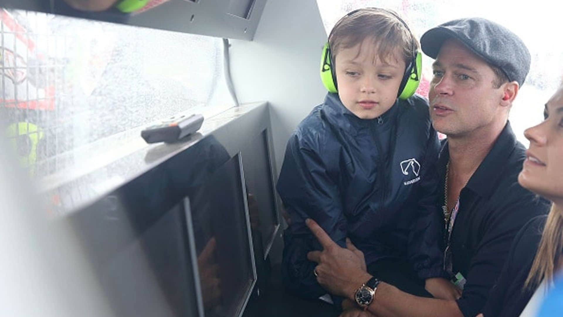 Brad Pitt takes son Knox to the MotoGP British Grand Prix