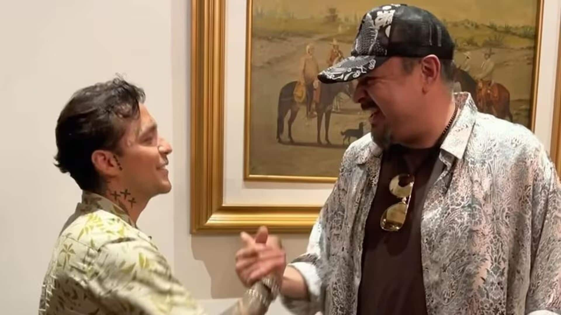 Pepe Aguilar celebrates his 56th birthday with a hug from Christian Nodal