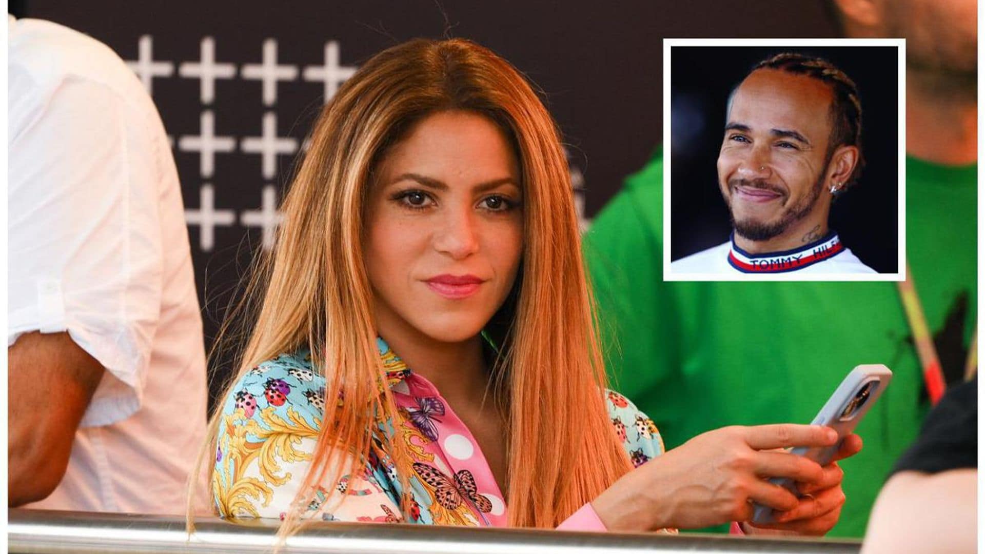 Shakira’s Versace shirt might be a special present from Lewis Hamilton