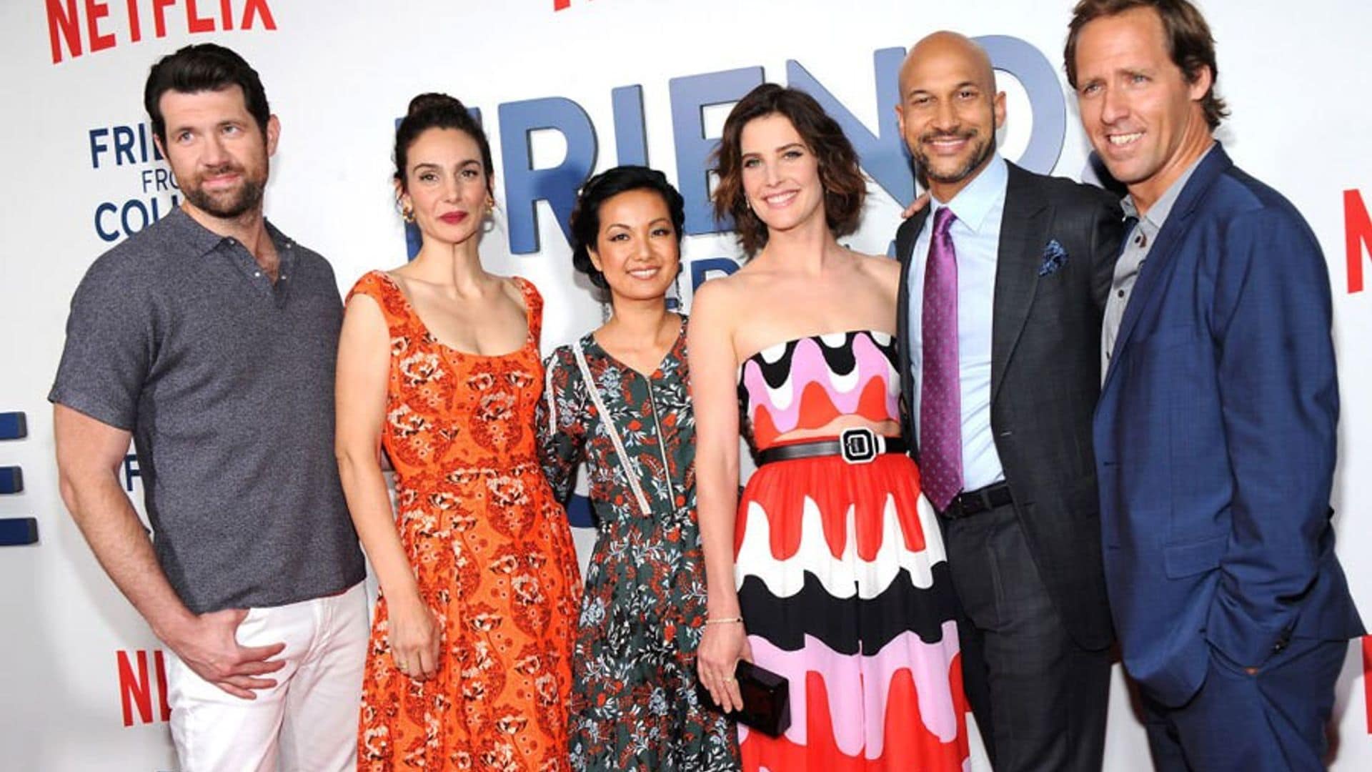 Cobie Smulders, Rachel Resheff, Billy Eichner, Annie Parisse, Jae Suh Park, Keegan-Michael Key and Nat Faxon were <i>Friends from College</i> at the Netflix premiere in NYC.
Photo: Desiree Navarro/WireImage