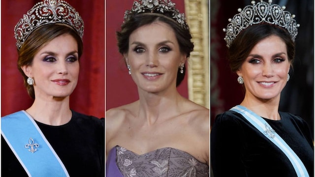 Reina Letizia con las tiaras de la realeza espanola