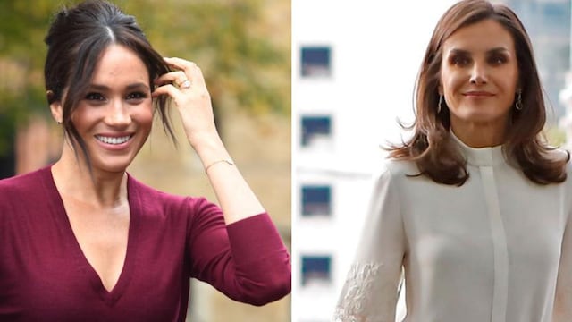 Meghan Markle and Queen Letizia red skirt