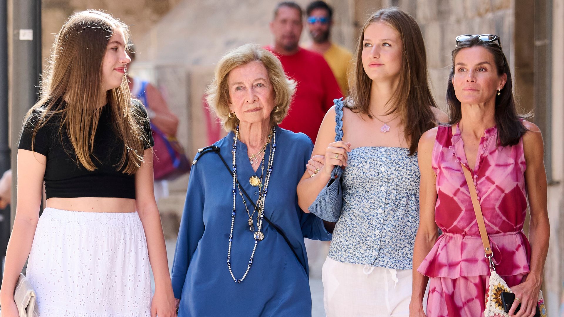 Princess Leonor wears strapless top for girls' day with mom, sister and grandmother