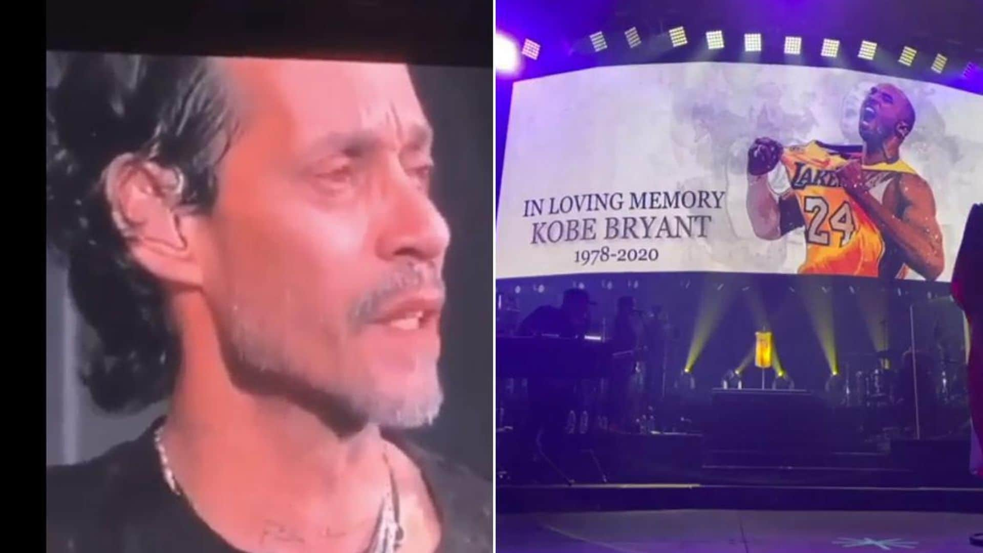 Marc Anthony cries floods of tears during concert over death of Kobe Bryant - see the dramatic moment