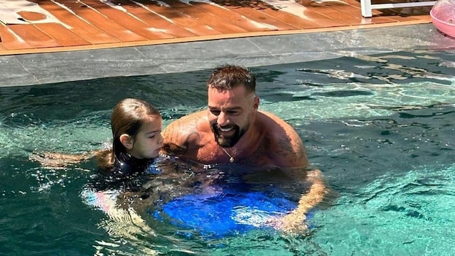 Ricky Martin at the pool with his kids in Guatemala