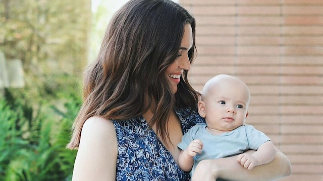 Mandy Moore and her baby Gus