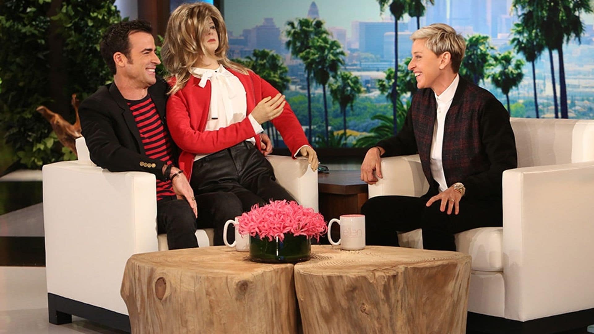 Justin Theroux gets a life-sized Jennifer Aniston doll from Ellen DeGeneres