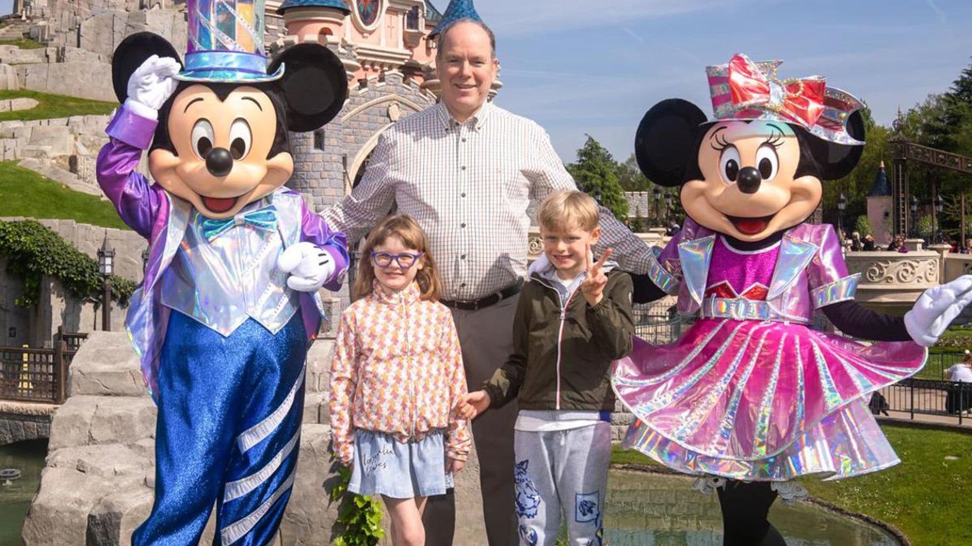 Prince Albert of Monaco visits Disneyland Paris with twins