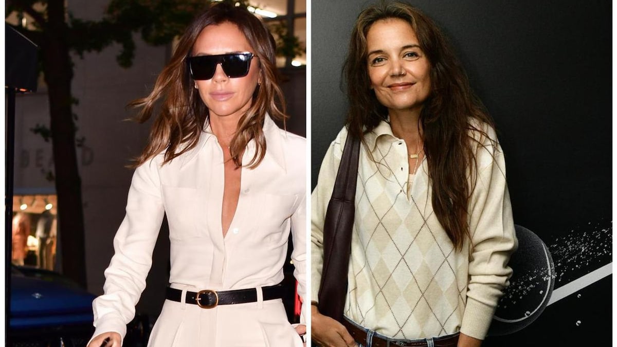 Victoria Beckham and Katie Holmes celebrate the launch of her watch ...