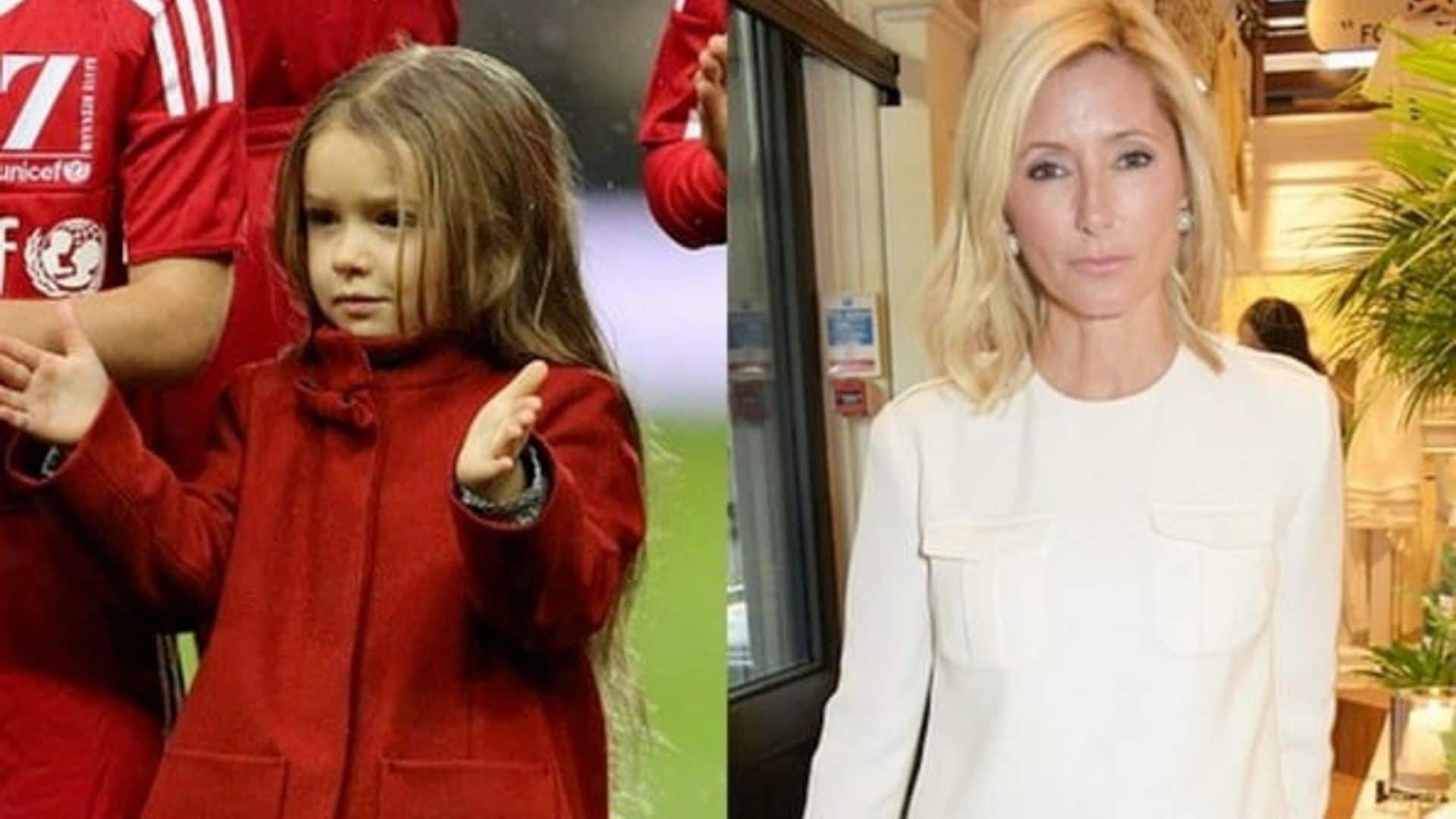 Harper Beckham wears a coat designed by Princess Marie Chantal of Greece