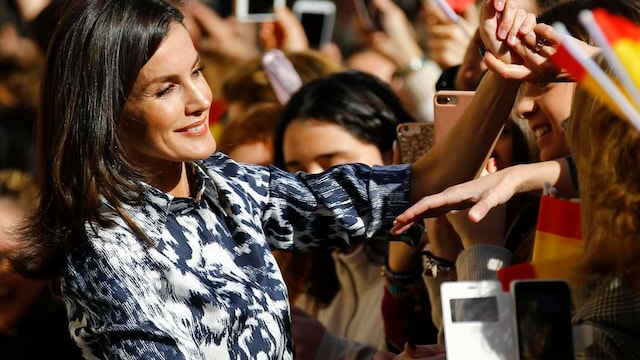 Queen Letizia stepped out in an outfit by Victoria Beckham