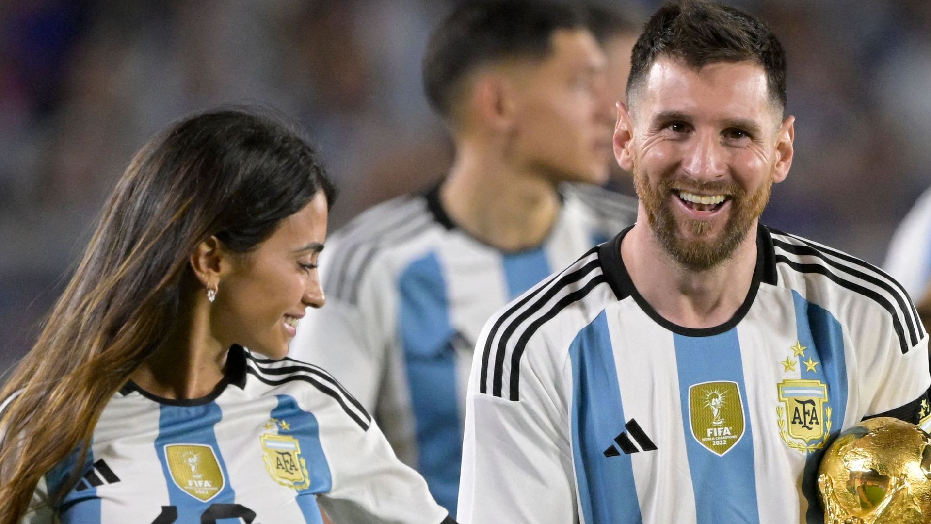 Roccuzzo and Messi at the World Cup final
