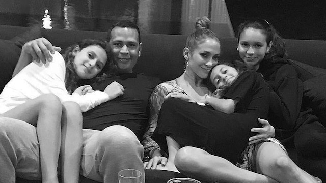 Jennifer Lopez and A-Rod with Emme, Tashi and Ella