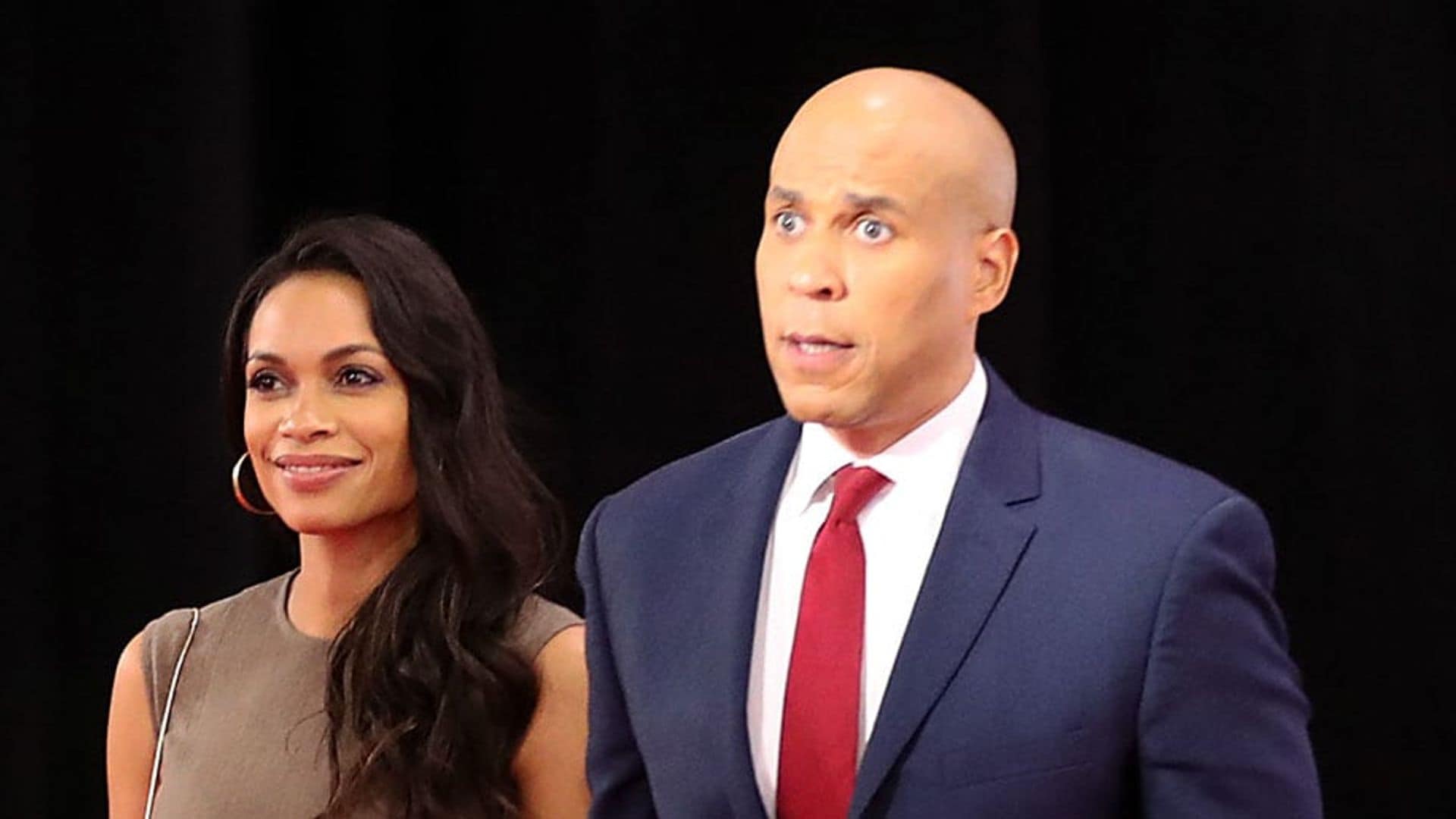 Rosario Dawson is in First Lady mode as she attends her first debate with Cory Booker