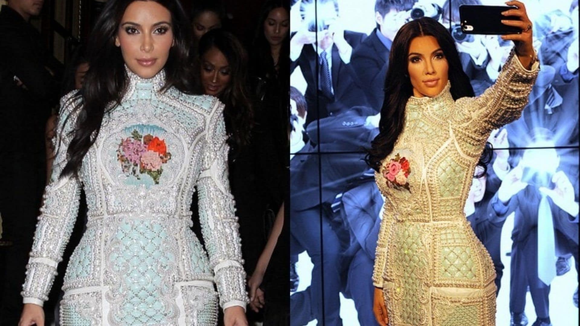 Kim Kardashian's new wax figure takes selfies and wears Balmain