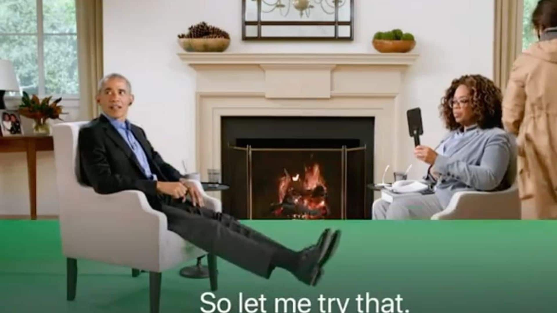 Oprah and Obama play footsies all the way from Washington D.C to California