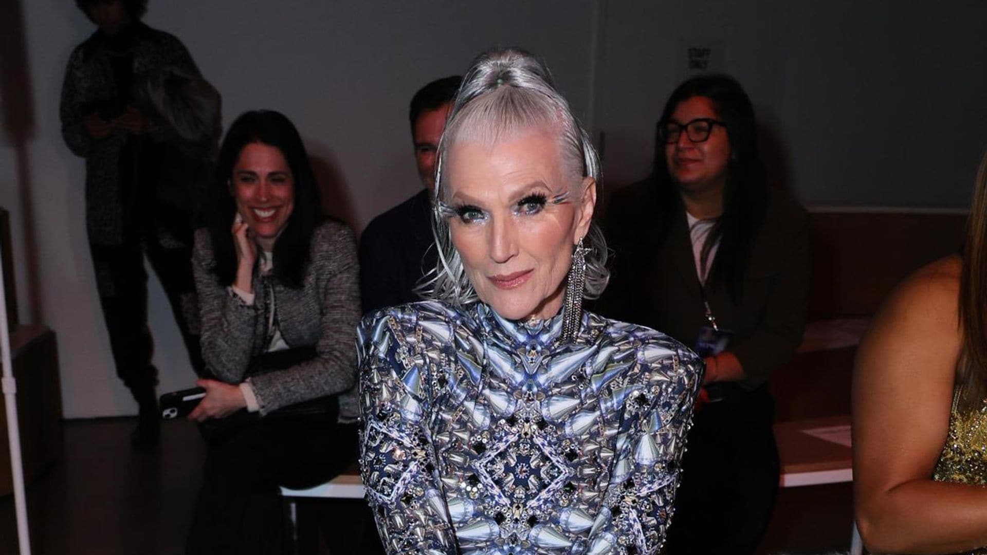 Elon Musk’s mom, Maye Musk, wears a futuristic glittery suit at NYFW